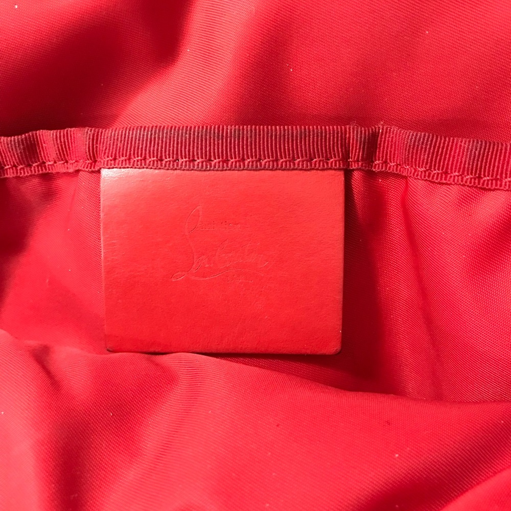 Christian Louboutin Zip N Flap Black Monogram Logo Jacquard Backpack EUC - Picture 9 of 12